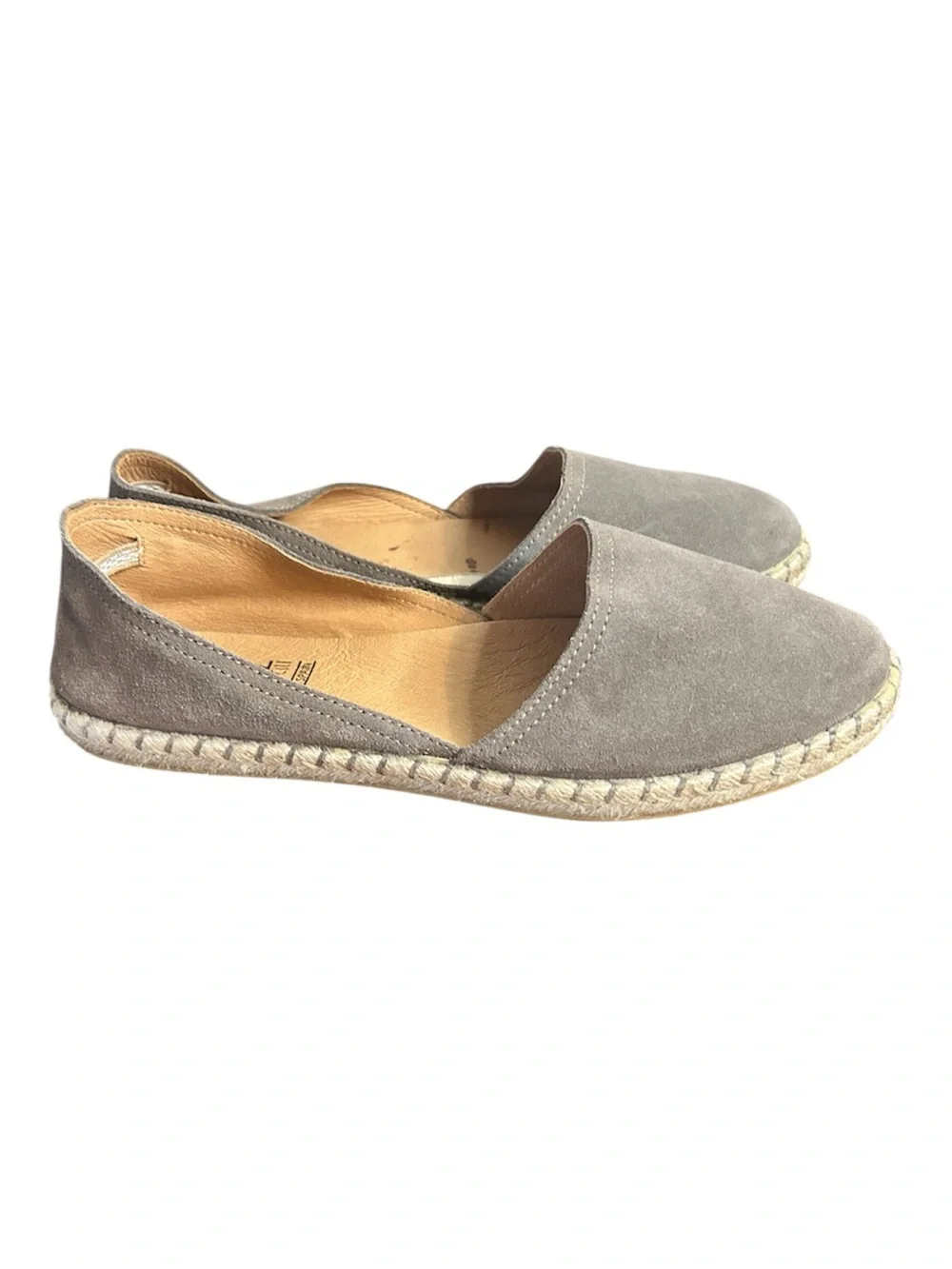 Miz Mooz Taupe Gray Suede Espadrille casual Beachy Slip-On shoes. Size 40/ 9.5